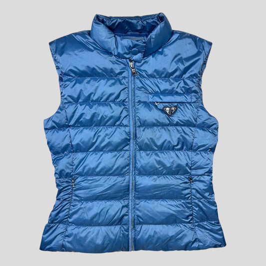 Prada Handbag Milano Down Gilet Satin Nylon Blue