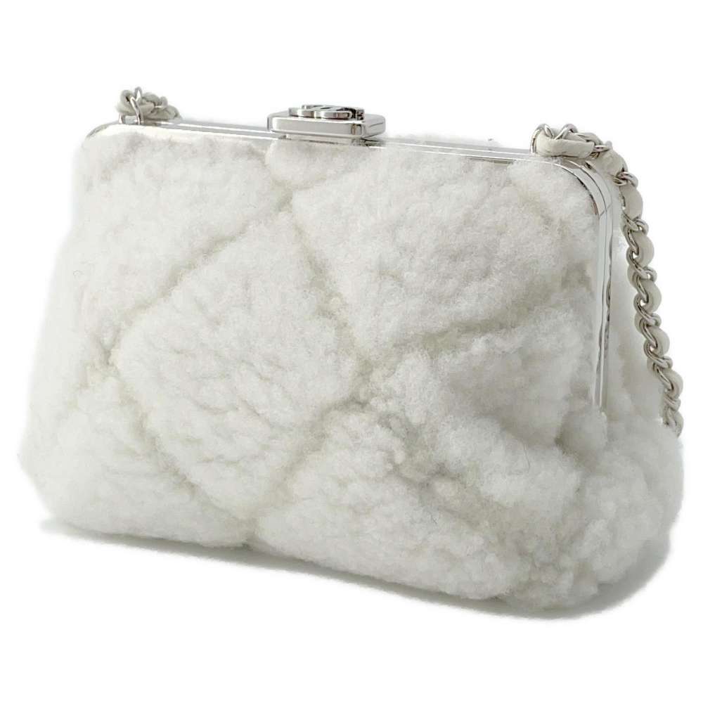 CHANEL CocoNeige ChainShoulder Bag White Shearling Ram