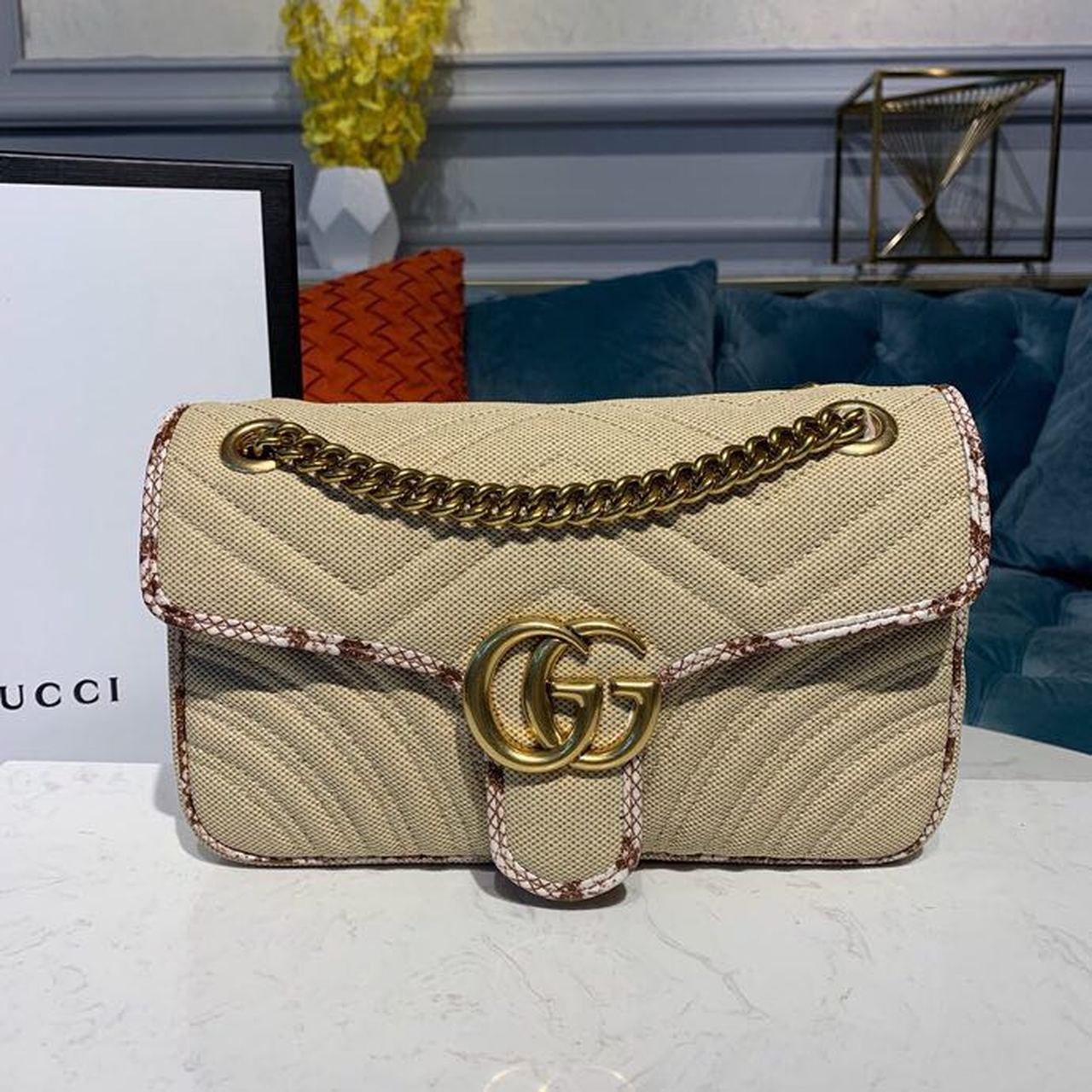 gg Marmont RafTop QualityTop Qualitya Brown Beige Cream Shoulder Bag