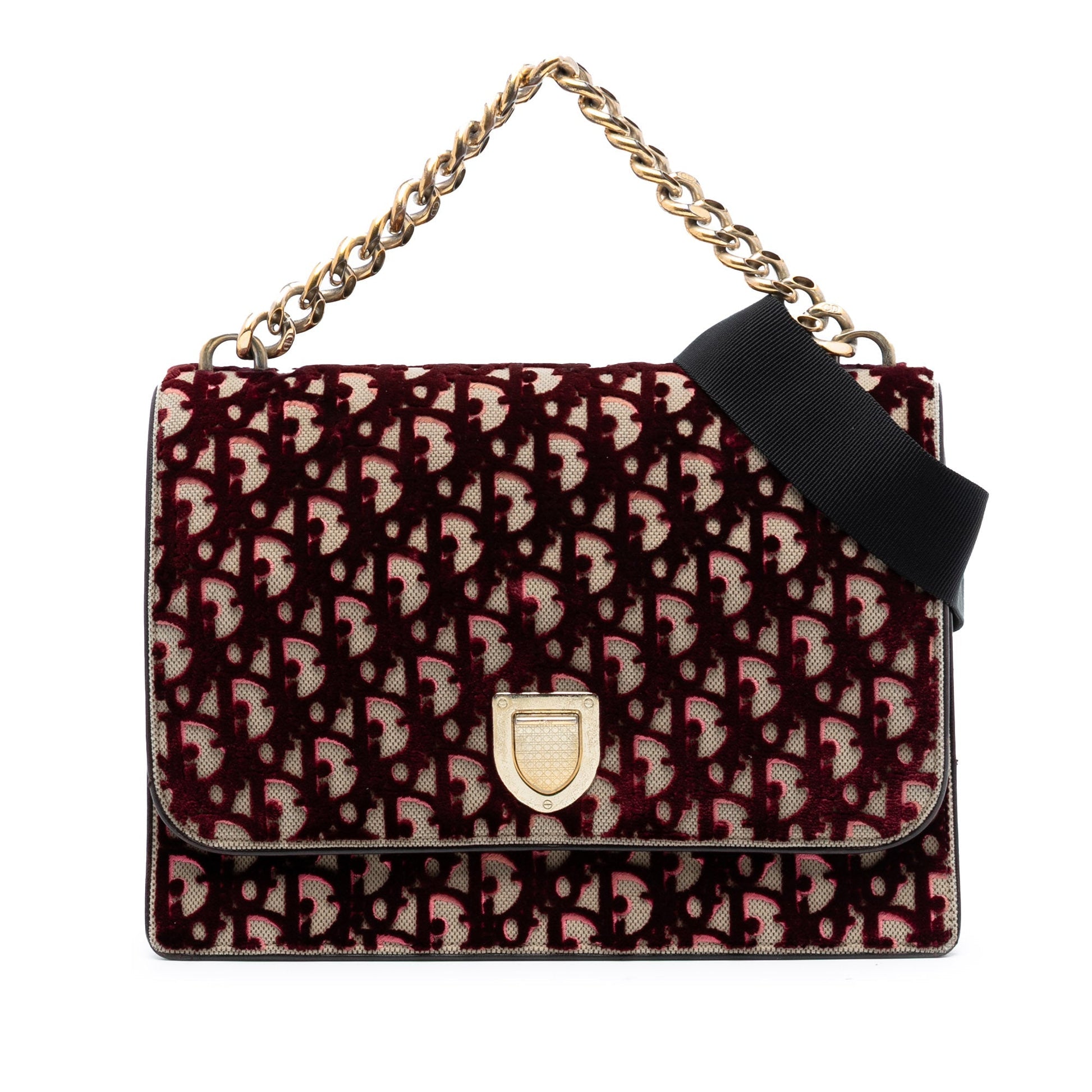 Dior Handbag Oblique and Velvet ama Satchel Canvas Red Large Satchel Bag