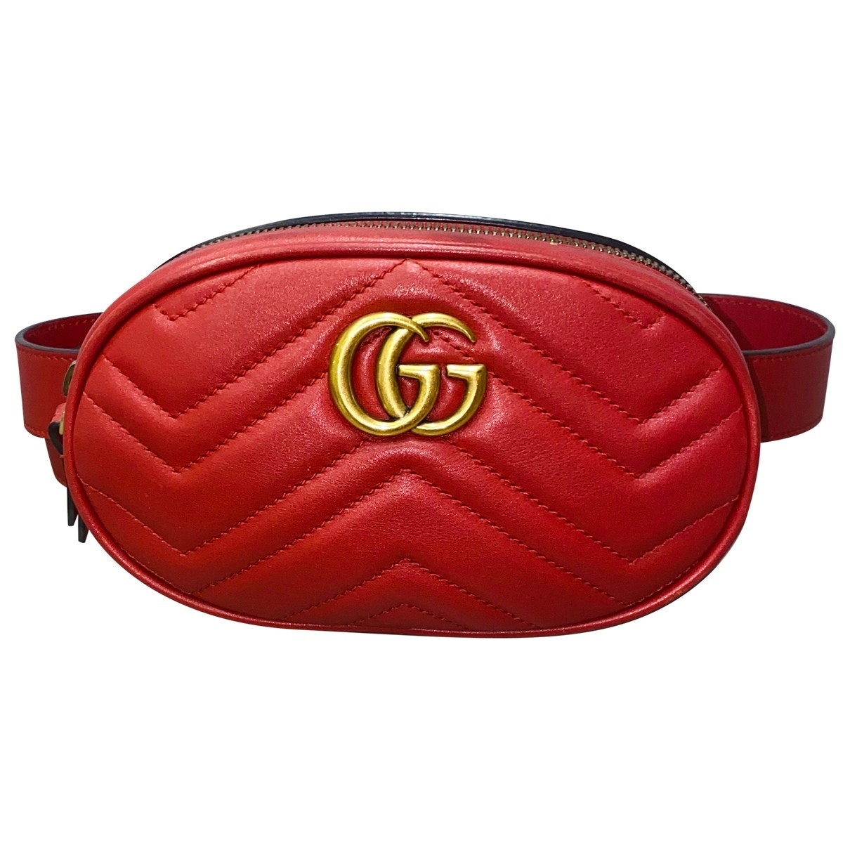 Gucci marmont red leather clutch bag
