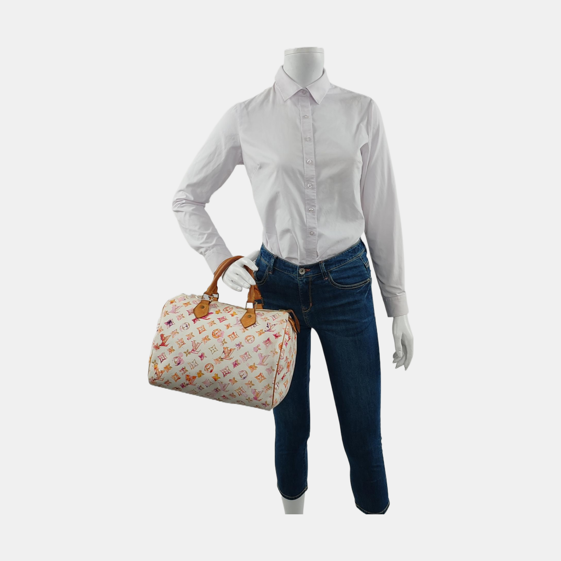 Louis Vuitton Speedy 30 Watercolor Richard Prince Monogram Pink Handbag