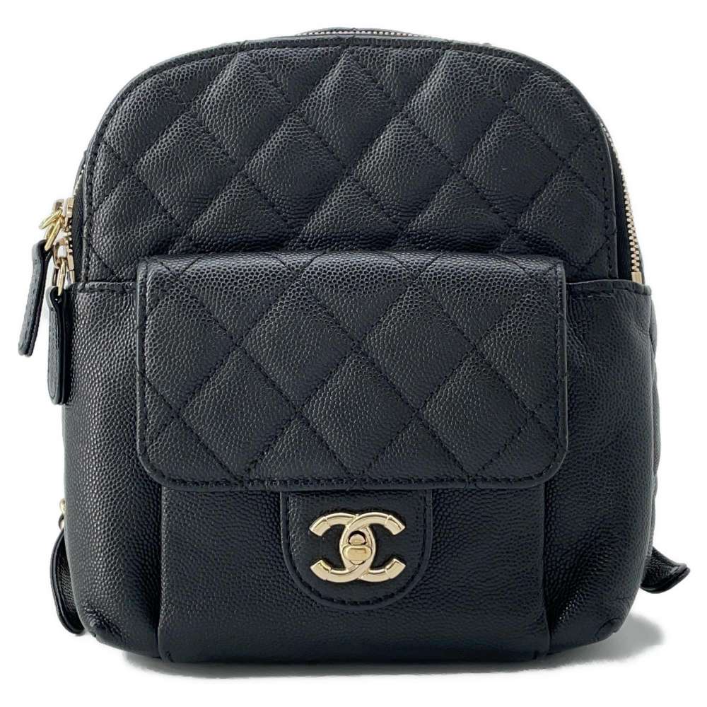 CHANEL Matelasse Mini Backpack Black AS0004 Caviar Leather
