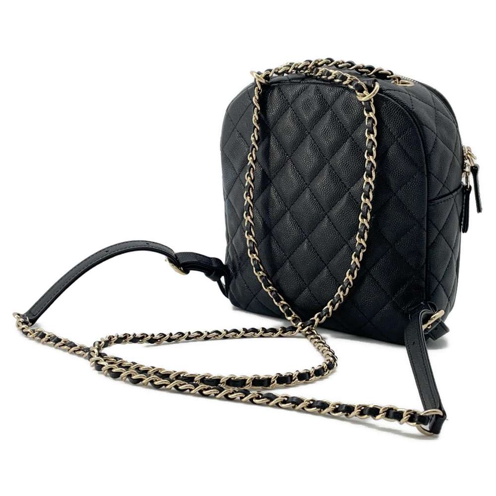 CHANEL Matelasse Mini Backpack Black AS0004 Caviar Leather