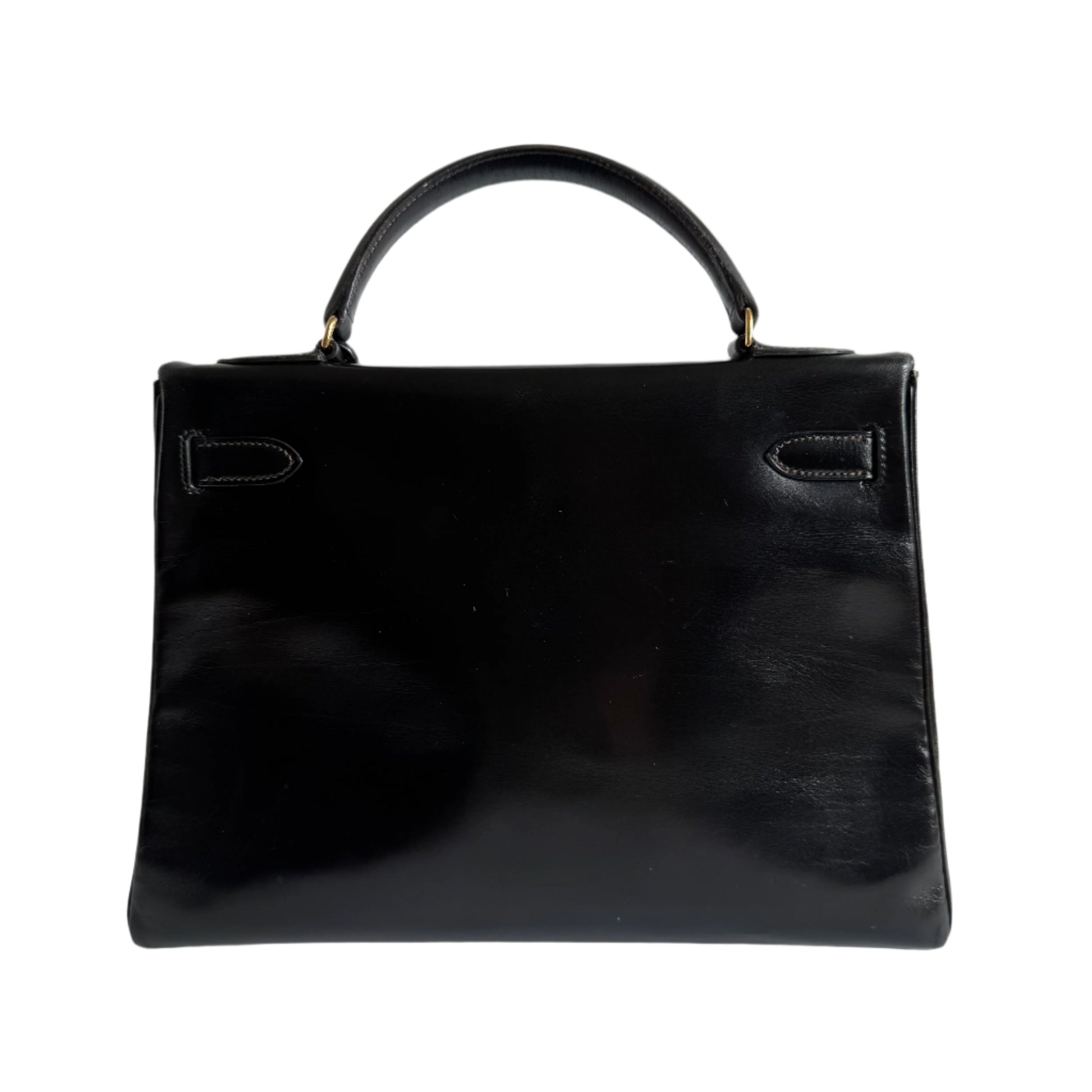 Hermes Kelly Retourne Box Hw Handbag Leather Black Travel Bag