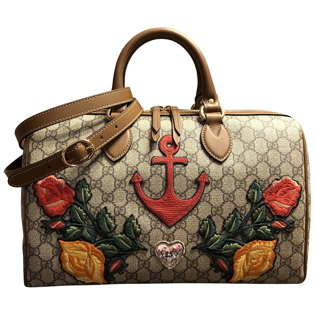 Gucci boston beige cloth handbag