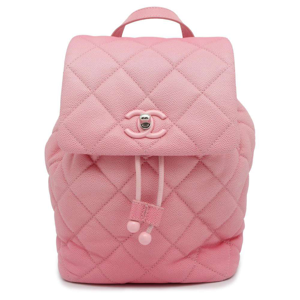 CHANEL CC Logo Matelasse Backpack Pink AS4618 Caviar Leather Size Mini
