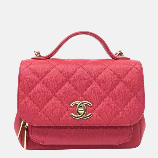 Chanel Business Affinity Caviar Top Handle Pink Small Leather Crossbody Bag