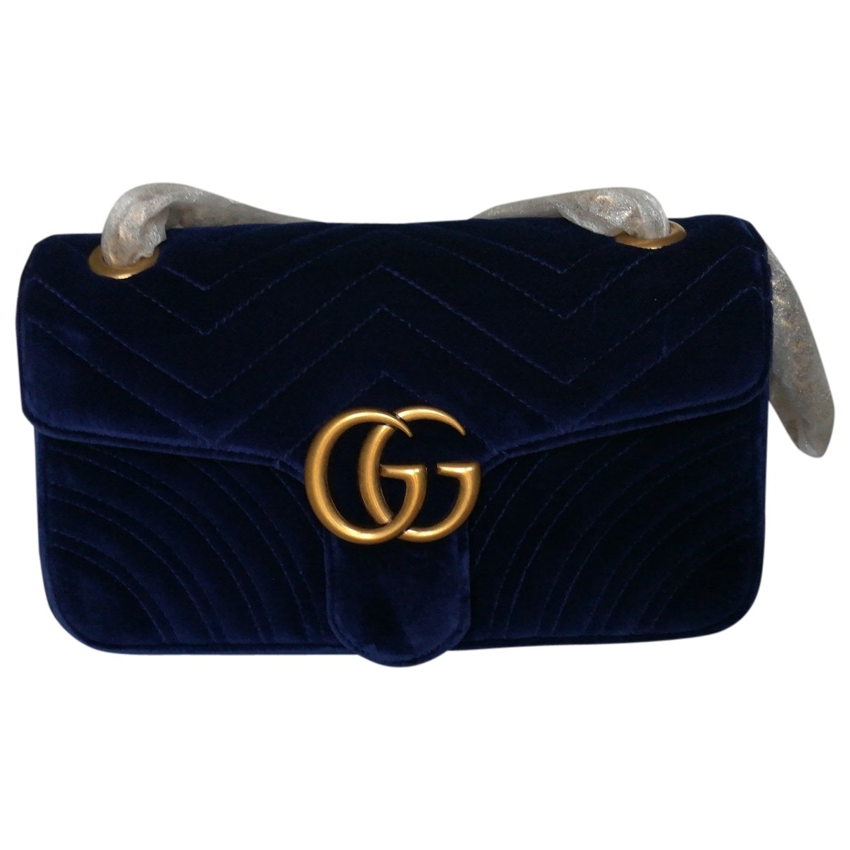 Gucci marmont blue velvet handbag