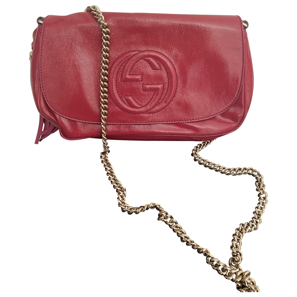Gucci soho pink patent leather clutch bag