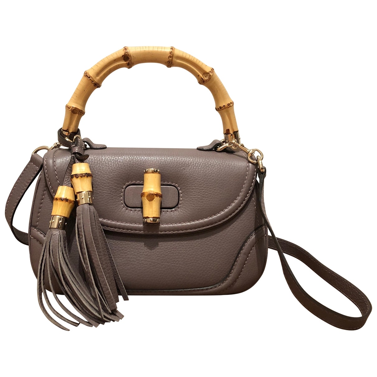 Gucci bamboo leather handbag
