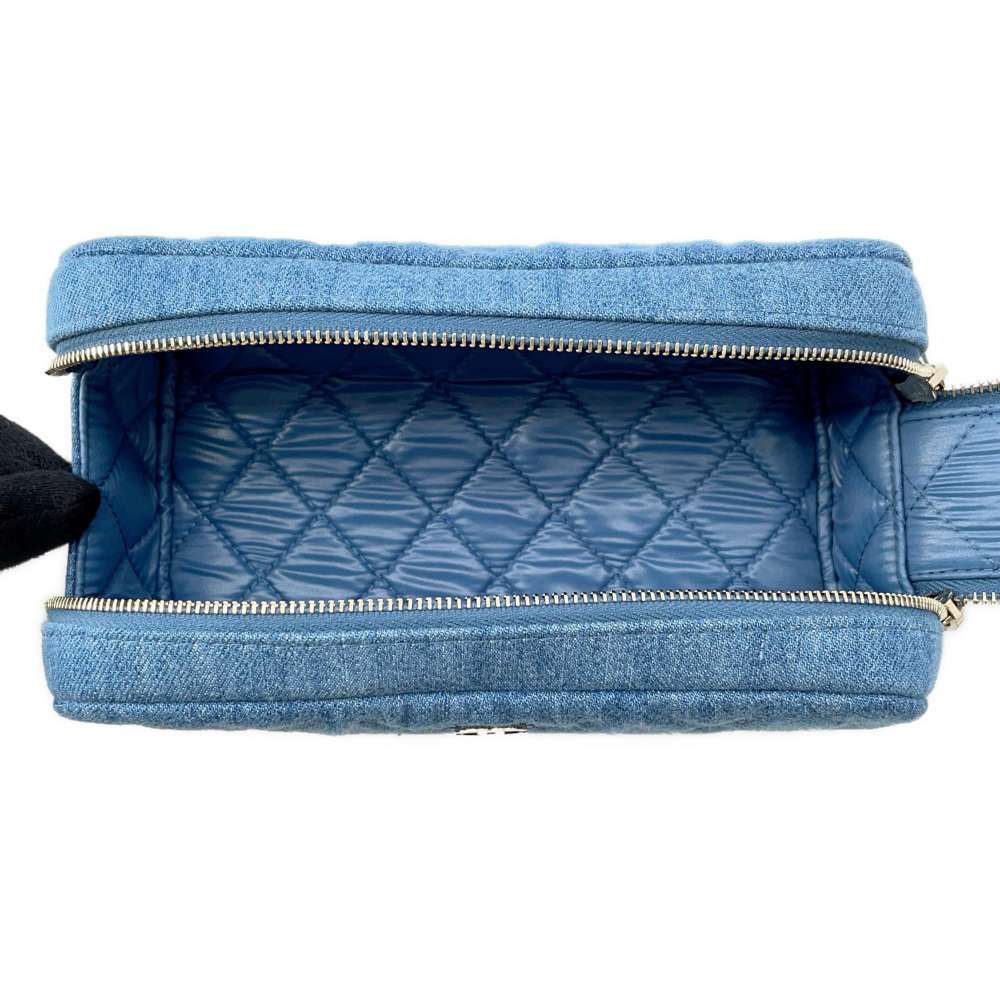 CHANEL Matelasse Cosmetic Pouch 24CR Light Blue AP3702 Denim