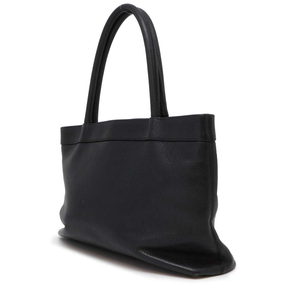 CHANEL CC Logo Tote Bag Black Caviar Leather