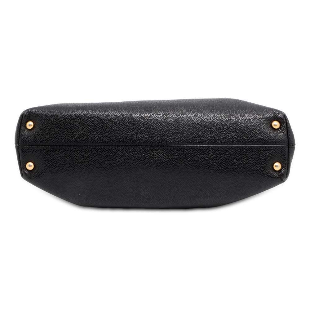 CHANEL CC Logo Tote Bag Black Caviar Leather