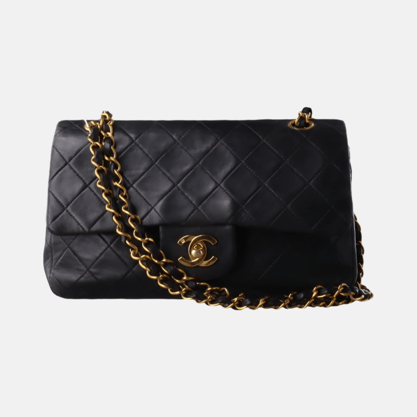 Chanel Classic Flap Lambskin 24k HW Gold Small Leather Handbag