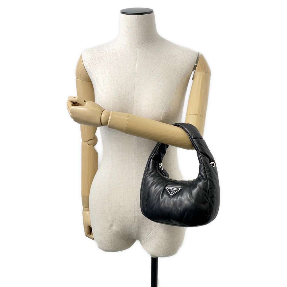 Prada Padded Nappa 2Way Handbag Leather Black Travel Bag