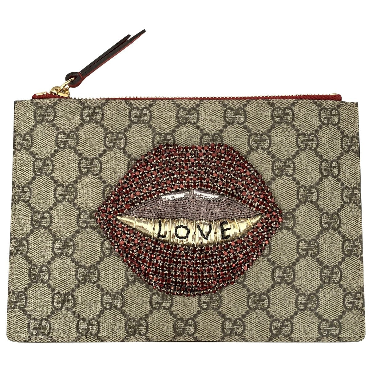 Gucci beige cloth clutch bag