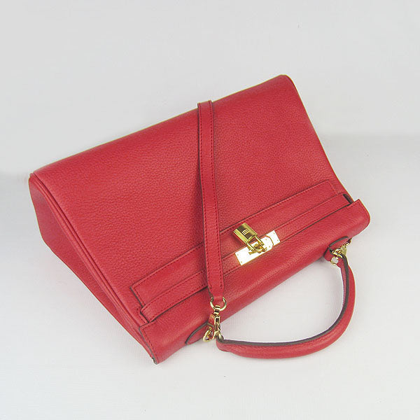 Hermes Luxury Kelly Cm Togo Handbag Golden Leather Red Travel Bag