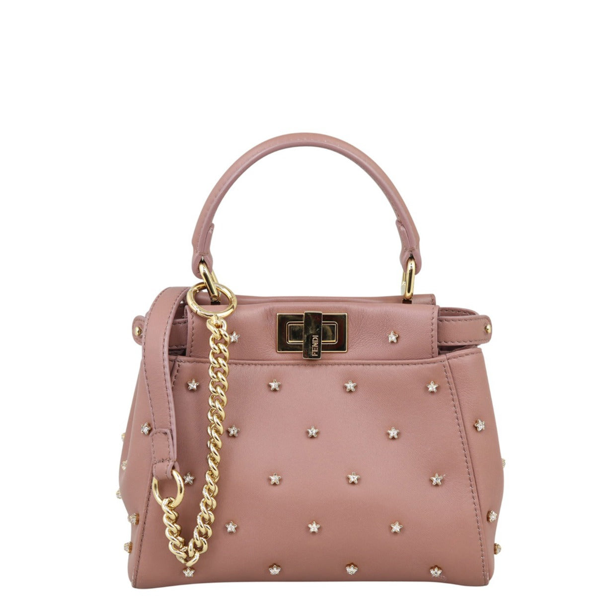 Fendi Handbag Star Crystal Embellished XS Iconic Peekaboo