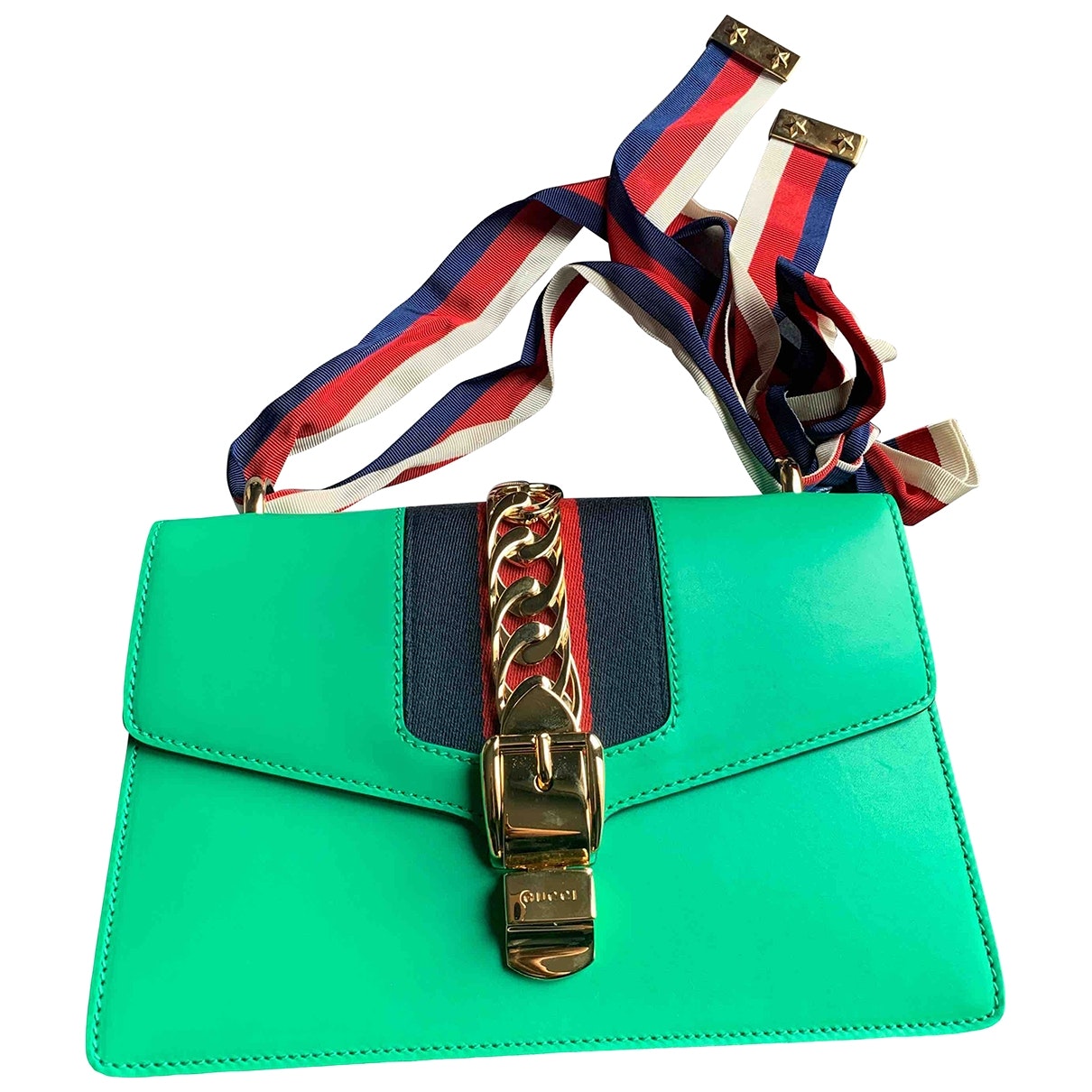 Gucci sylvie green leather handbag