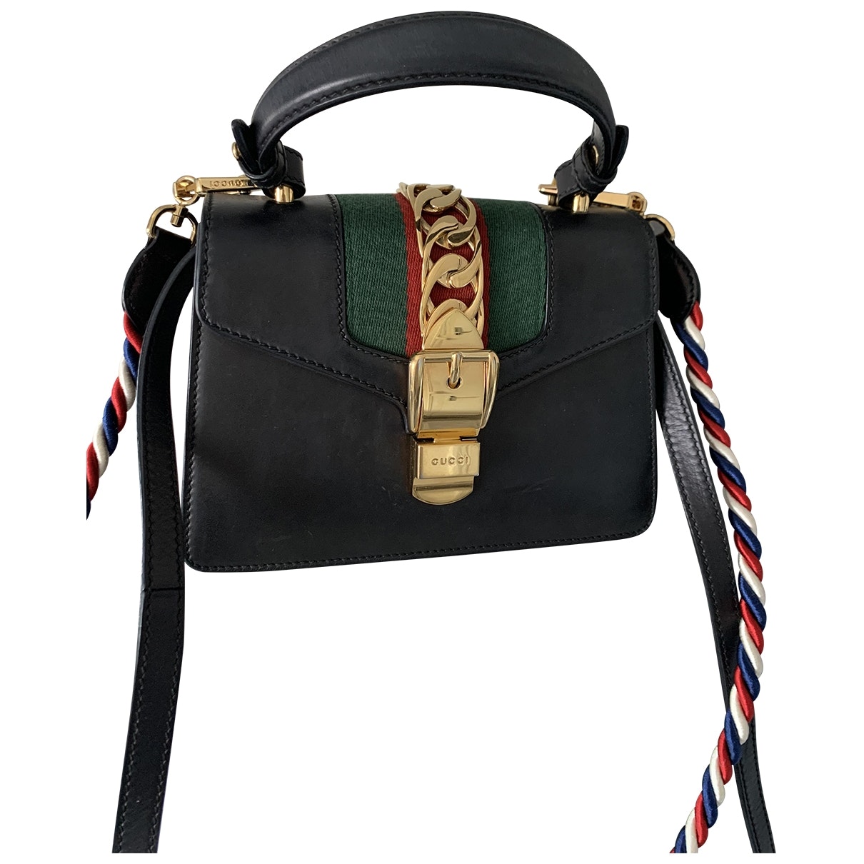 Gucci sylvie black leather handbag