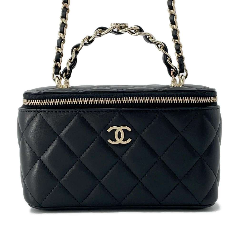 CHANEL Matelasse Vanity 2wayChain Shoulder Bag Black AP2199 Lambskin