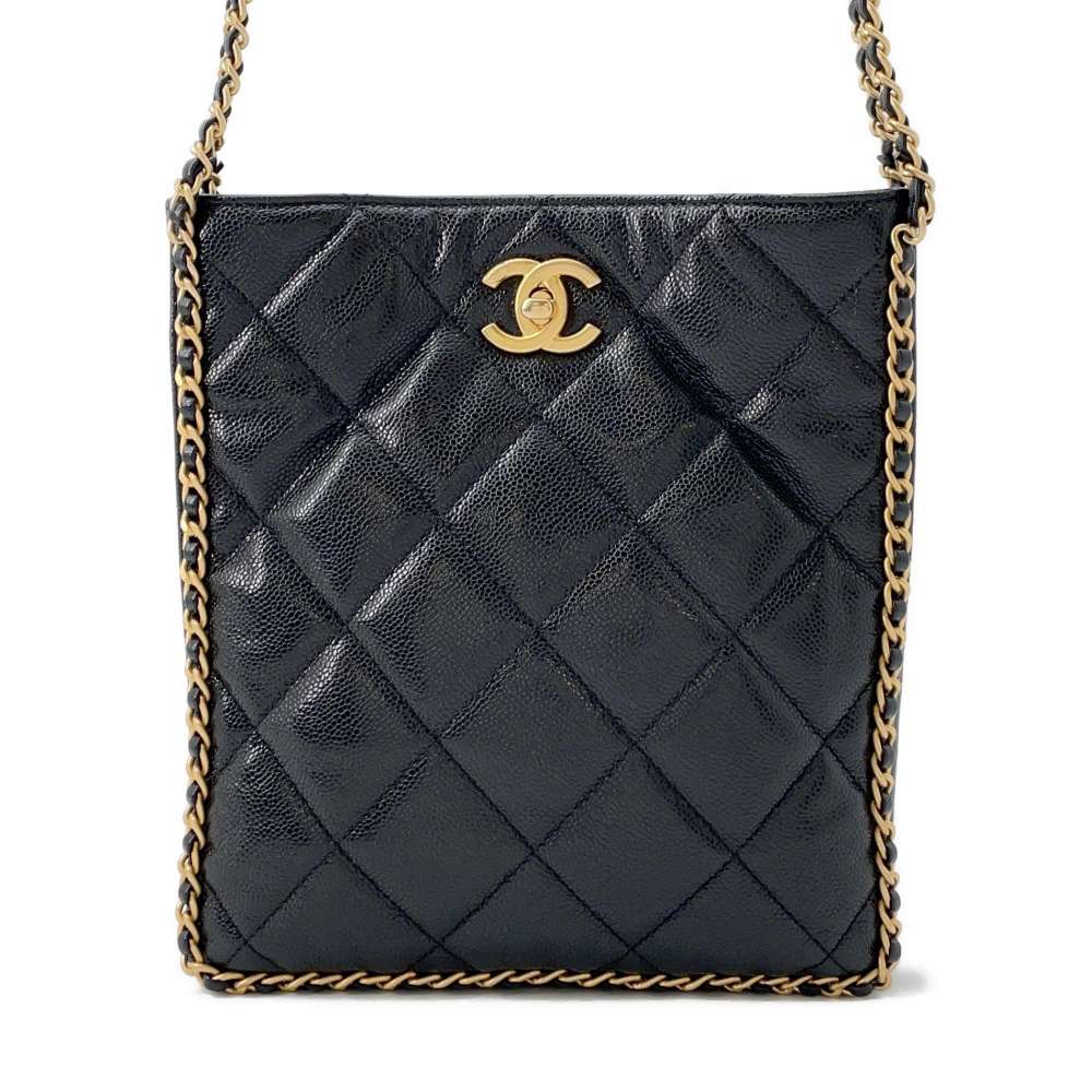 CHANEL Matelasse ChainShoulder Bag Black AS3470 Caviar Leather
