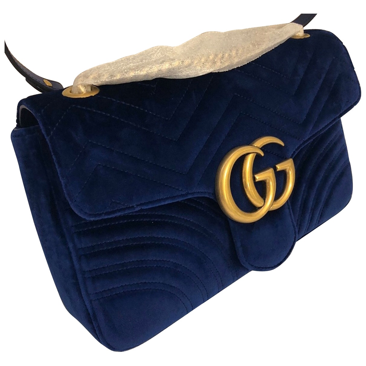 Gucci marmont blue velvet handbag