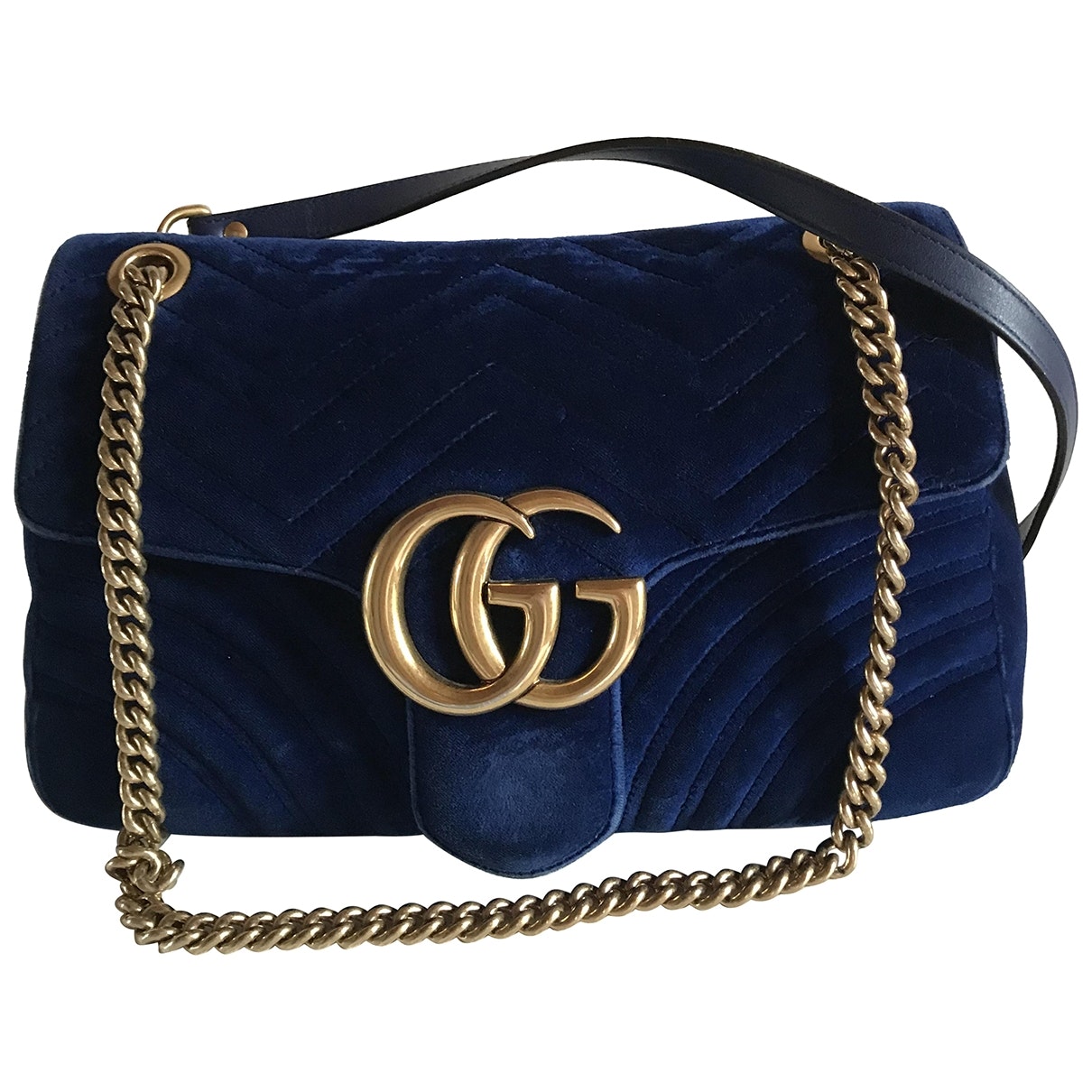 Gucci marmont blue velvet handbag