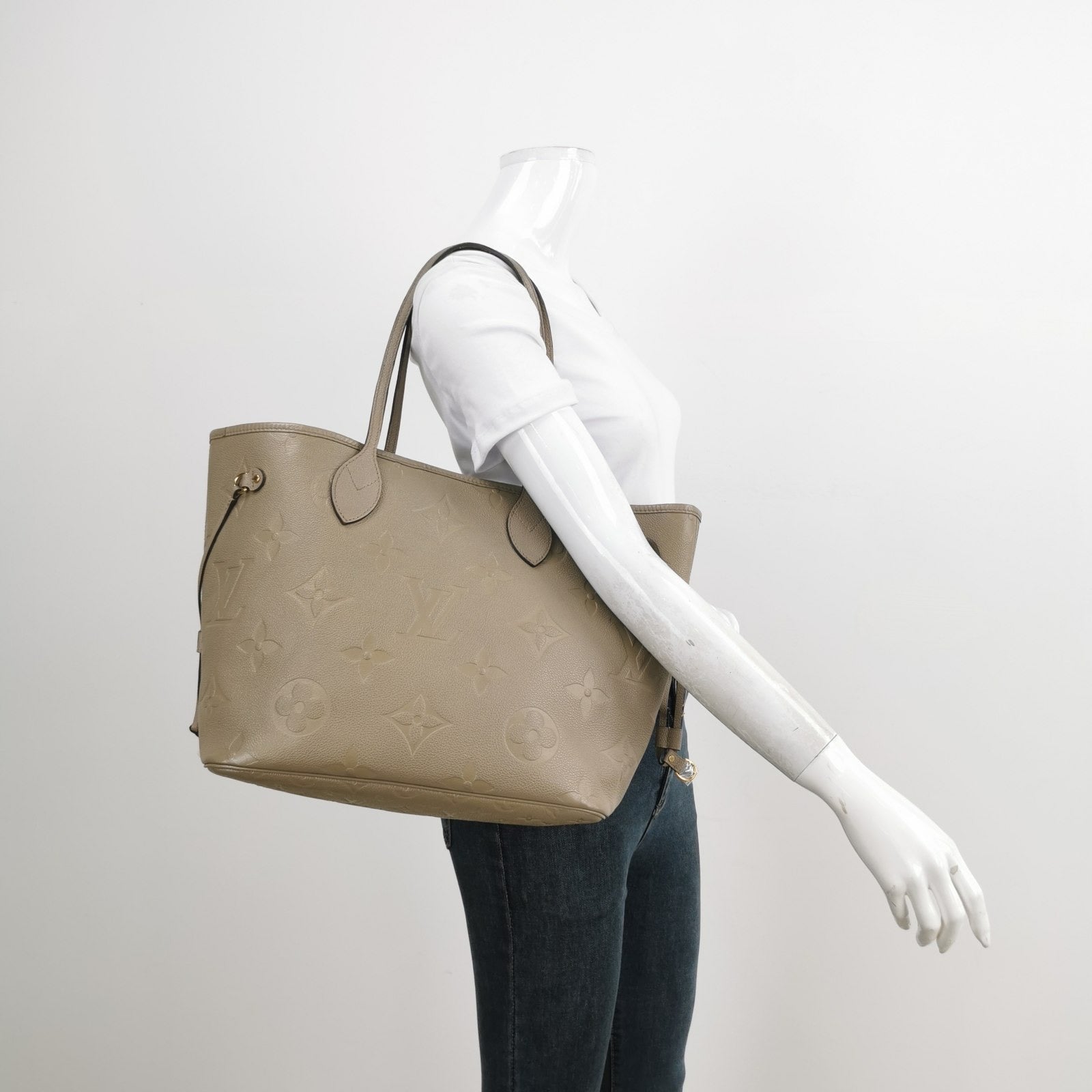 Louis Vuitton Neverfull MM Leather Grey Medium Tote Bag