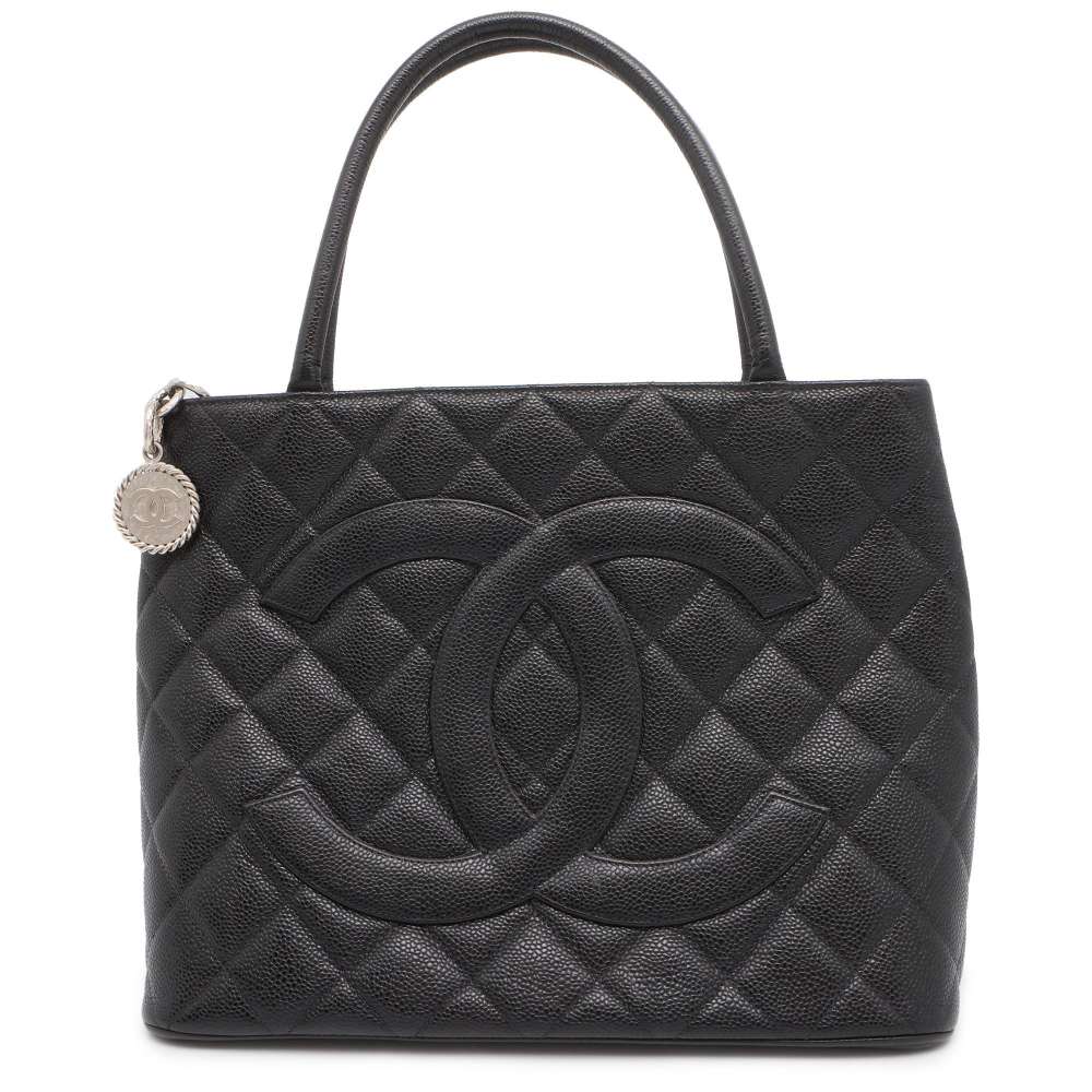 CHANEL Medallion Tote Black A01804 Caviar Leather
