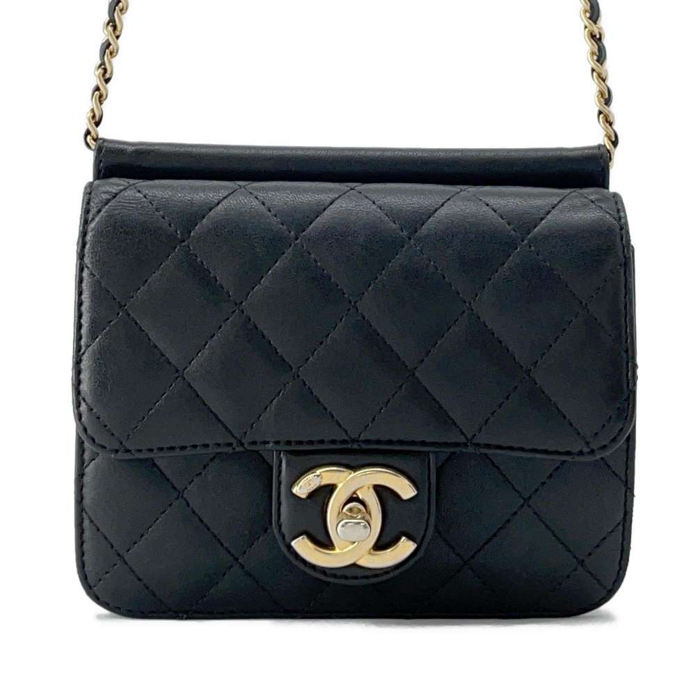 CHANEL Mini Materasse Chain Shoulder Black Lambskin