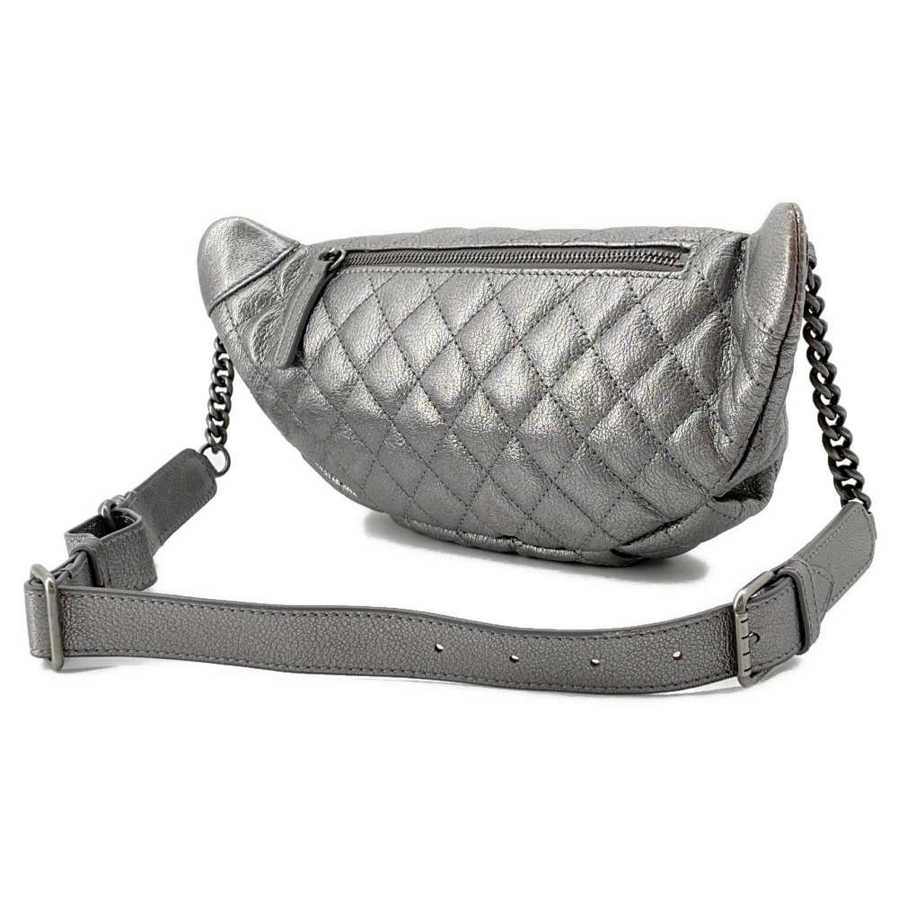 CHANEL Crossbody Bag Silver A94102 Caviar Leather