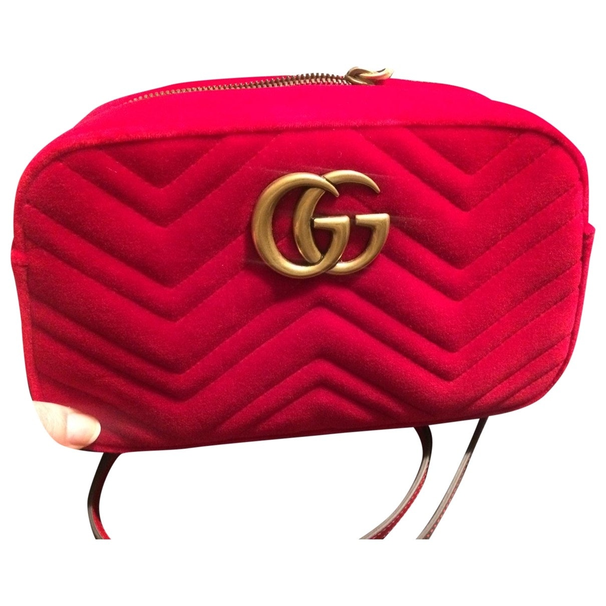 Gucci marmont red velvet handbag