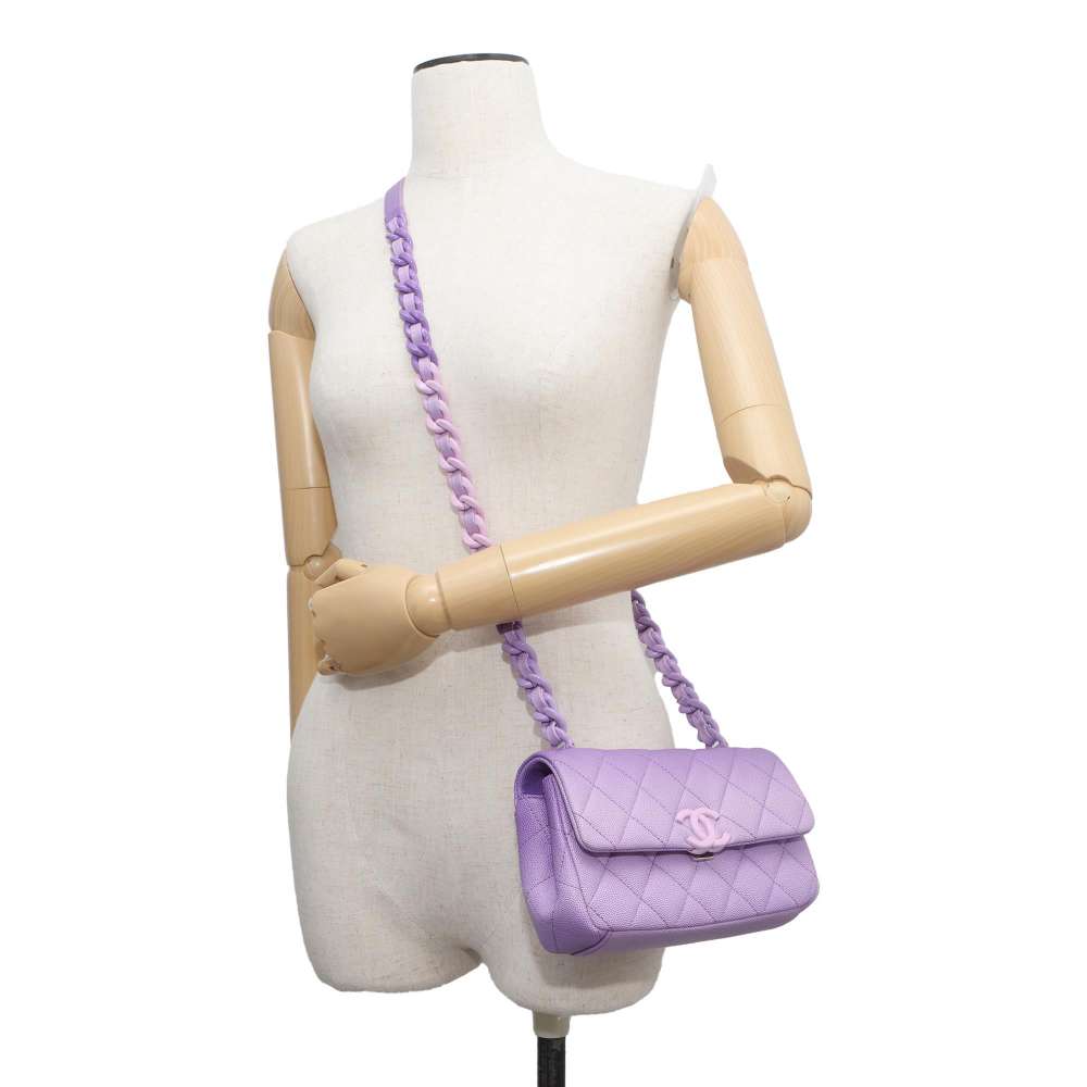 CHANEL Mini flap Bag Purple AS4598 Caviar Leather
