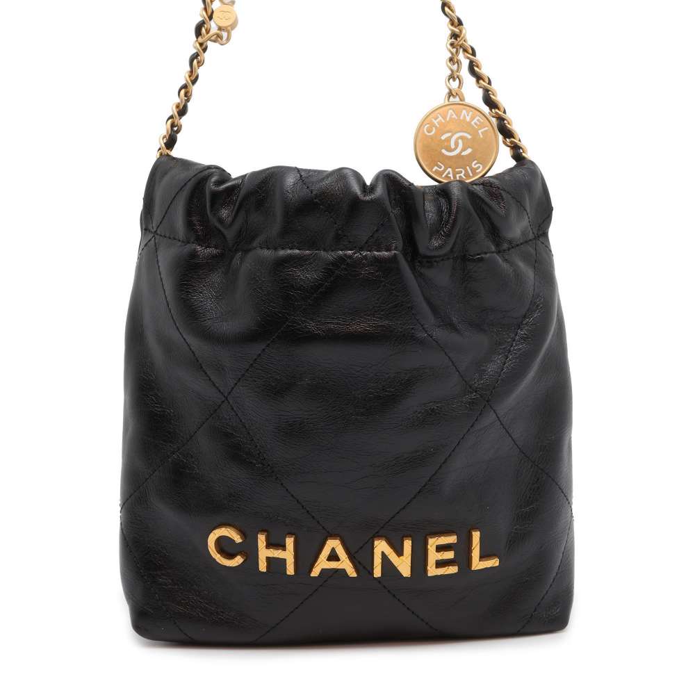 CHANEL CHANEL 22 Shoulder Bag Black AS3980 Shiny Calf Leather