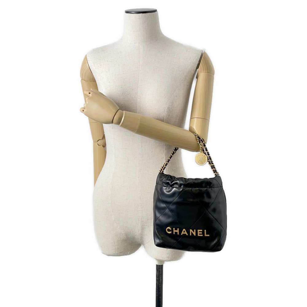 CHANEL CHANEL 22 2wayHandbag Black AS3980 Shiny Calf Leather Size Mini