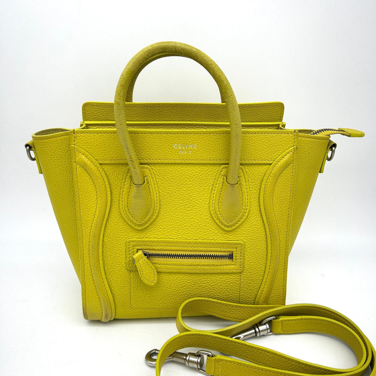 Luxury Luggage Nano Yellow Totes, Handbags Leather Tote Bag
