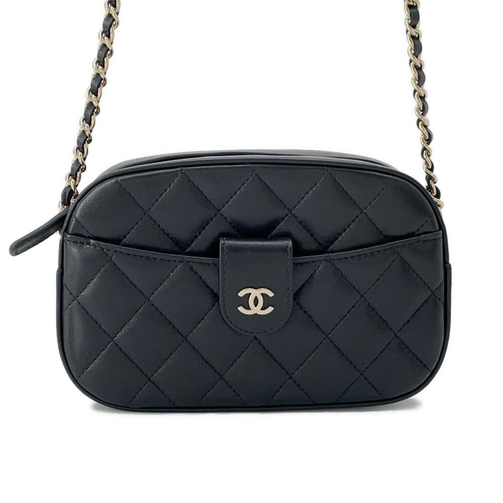 CHANEL Matelasse ChainShoulder camera bag Black AP3998 Lambskin