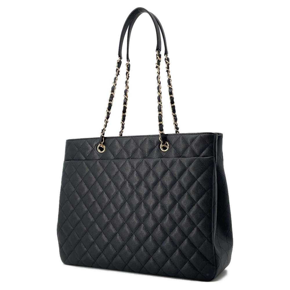 CHANEL Matelasse Large Shopping Bag Black A91046 Caviar Leather Size Large
