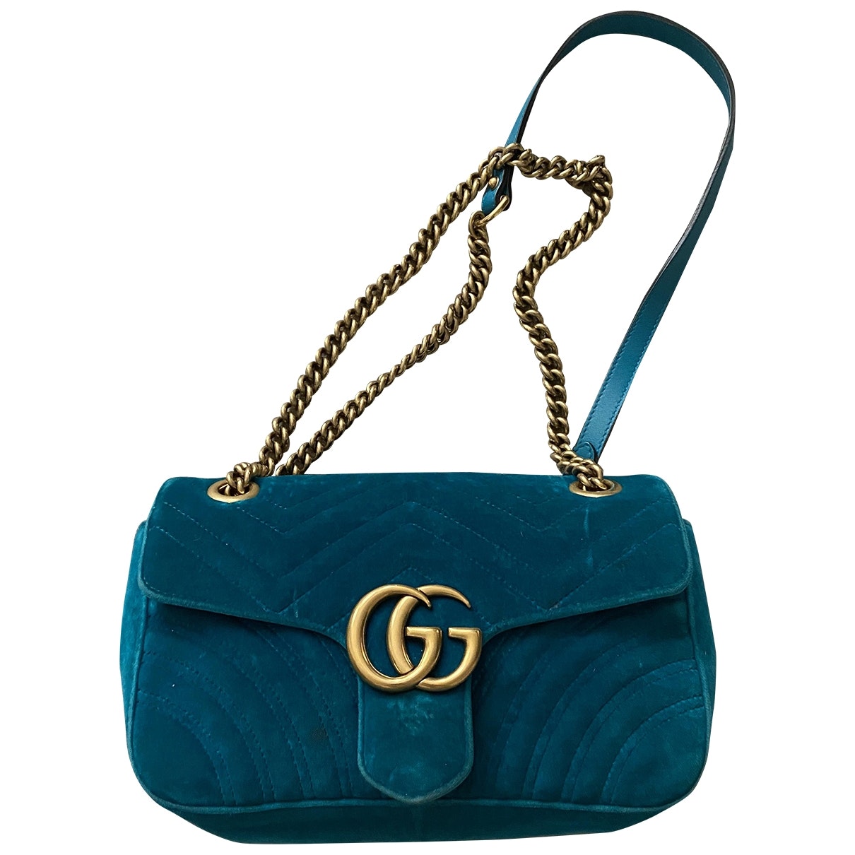 Gucci marmont blue velvet handbag
