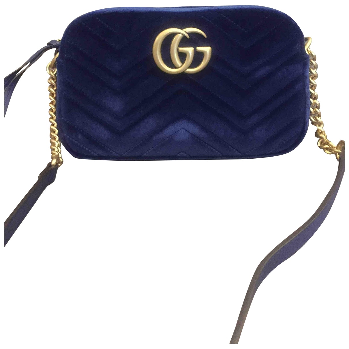 Gucci marmont blue velvet handbag