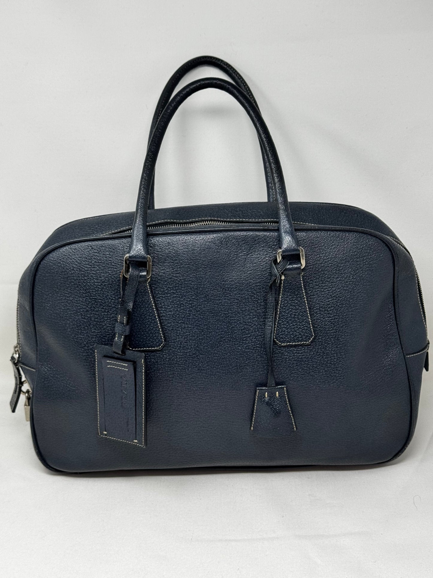 Prada Satchel Bag Broccato Fabric OC1-02 Black Orange Chain