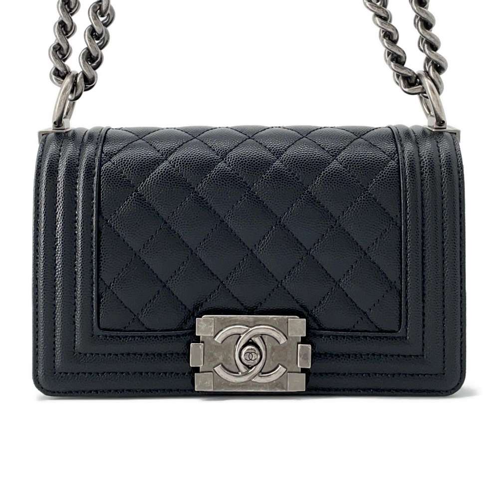 CHANEL Boy Chanel ChainShoulder Bag Black A67085 Caviar Leather Size 20
