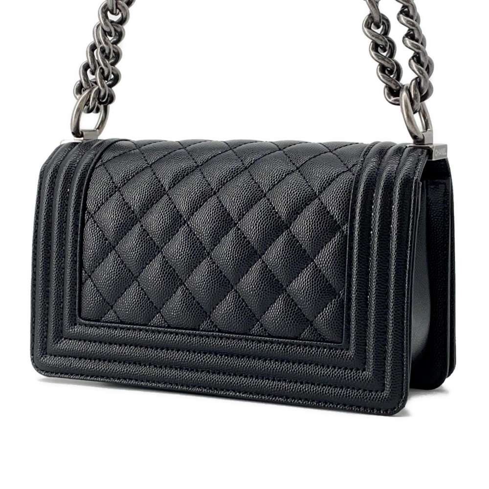 CHANEL Boy Chanel ChainShoulder Bag Black A67085 Caviar Leather Size 20