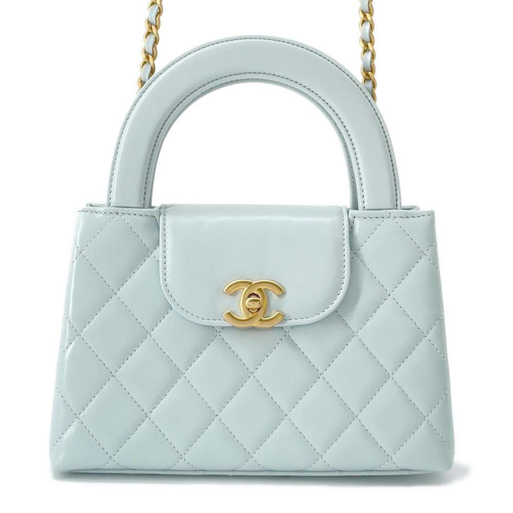 CHANEL Matelasse Shopping Chain Bag Light Blue AS4416 Calf Leather Size Mini