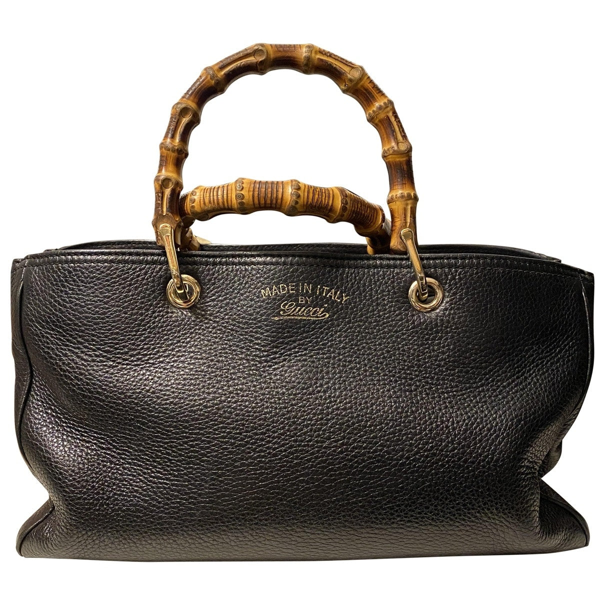 Gucci bamboo black leather handbag