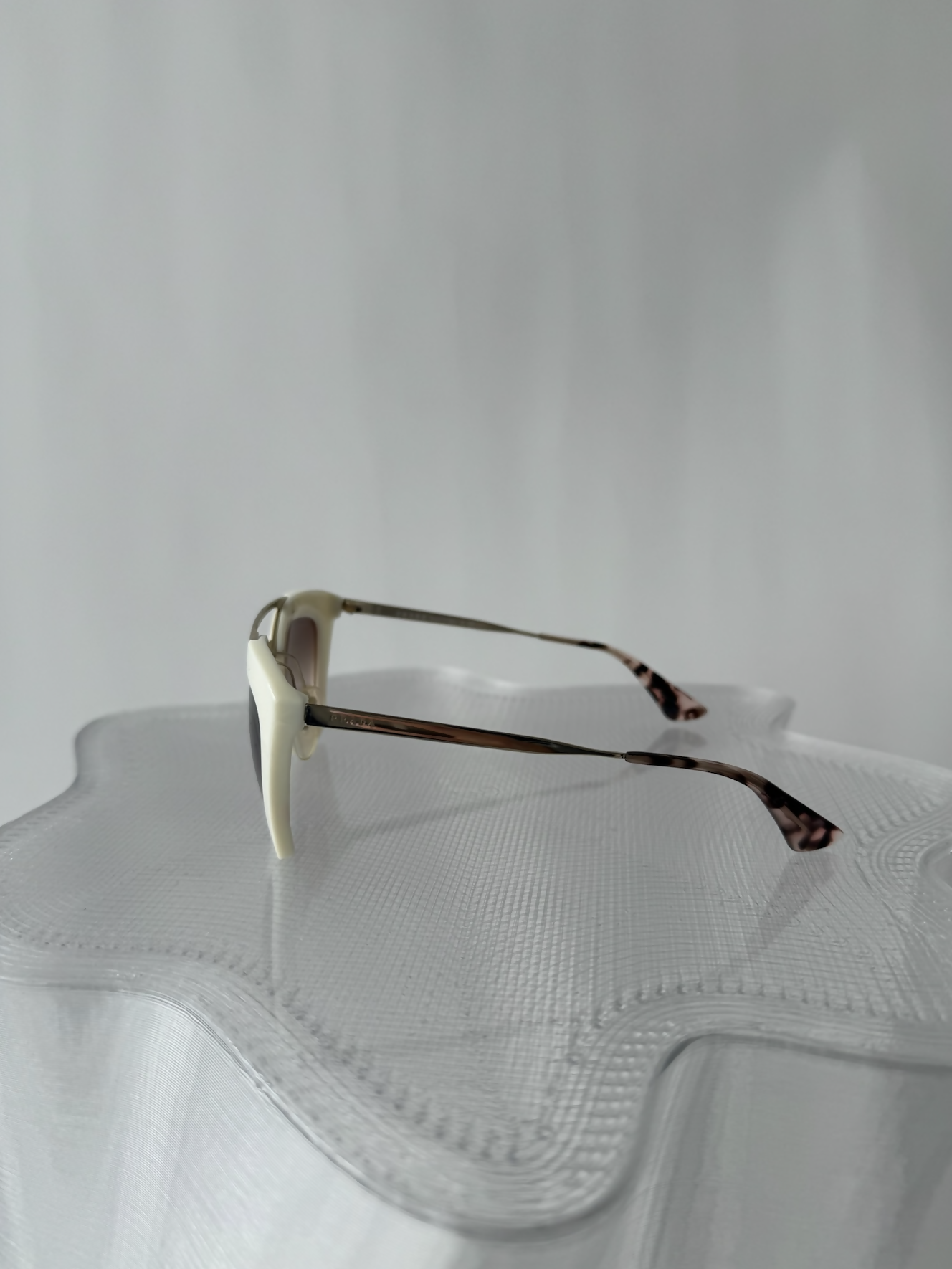 Prada Handbag Gradient SPR 09Q Cat Eye Sunglasses White Gold