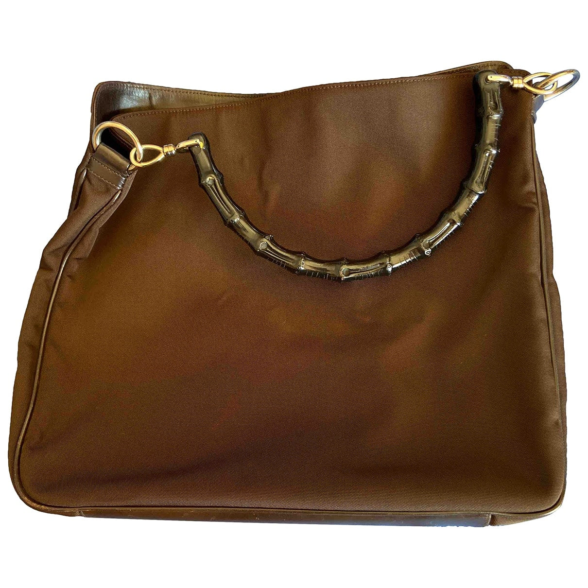 Gucci bamboo brown cloth handbag