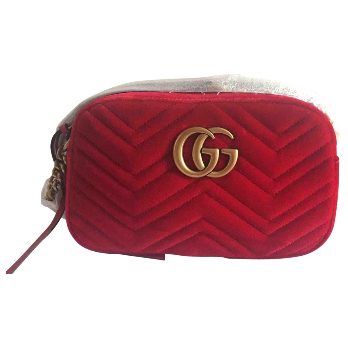Gucci marmont red velvet handbag